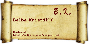 Belba Kristóf névjegykártya